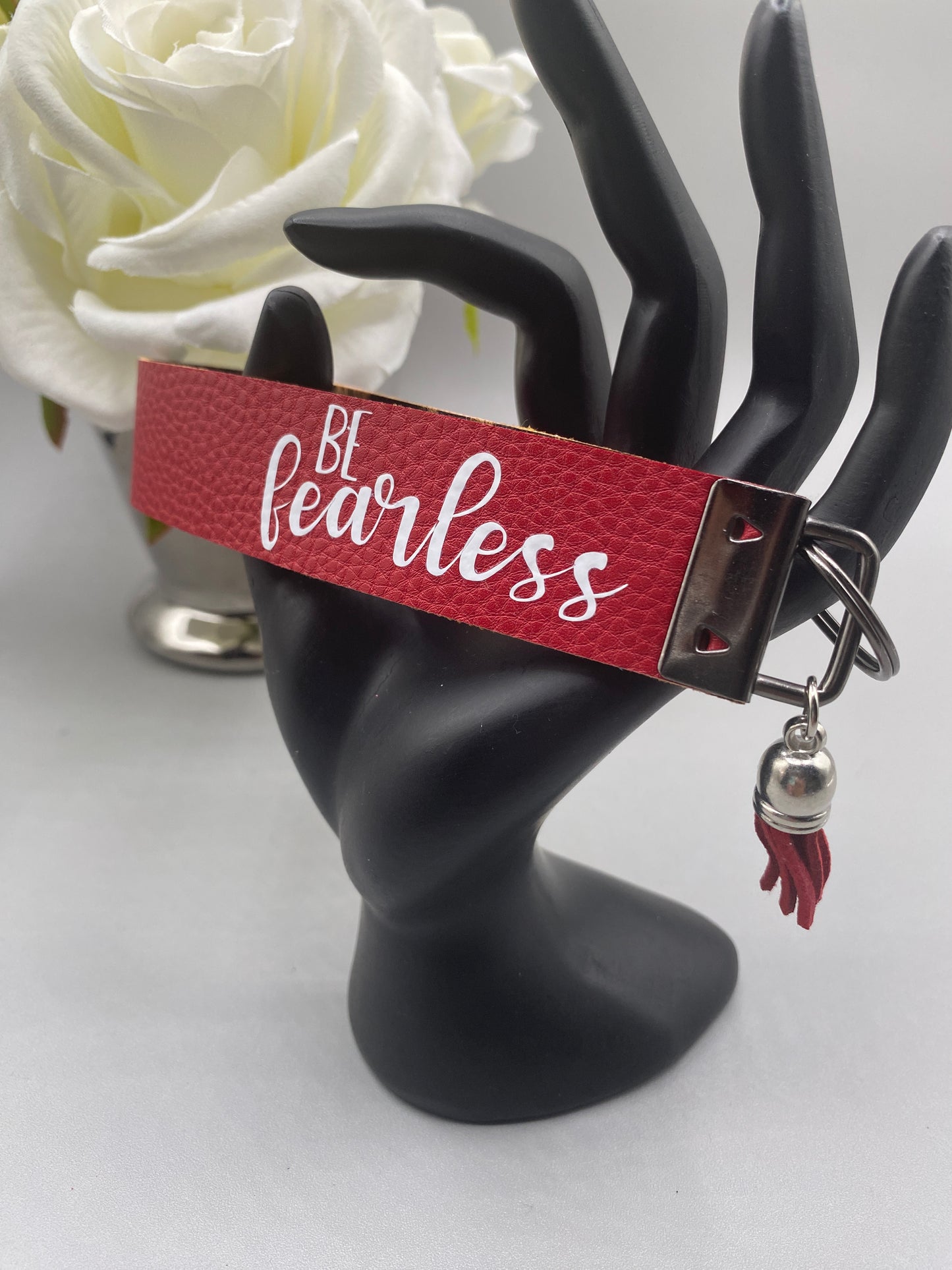 Be Fearless_Faux Leather Key Fob Keychain Wristlet