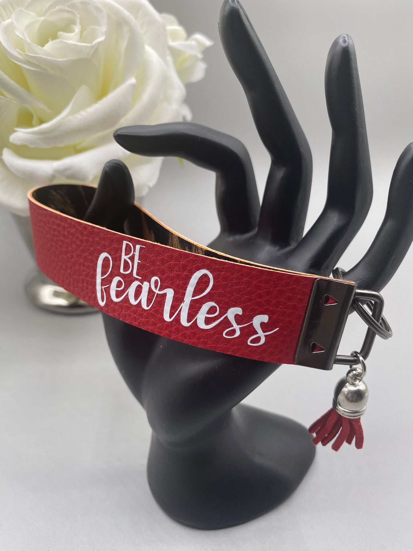 Be Fearless_Faux Leather Key Fob Keychain Wristlet