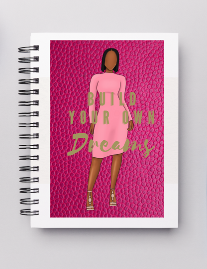 Build Your Own Dreams_Pink Basketball 5 X 7 in Lined Notebook Journal