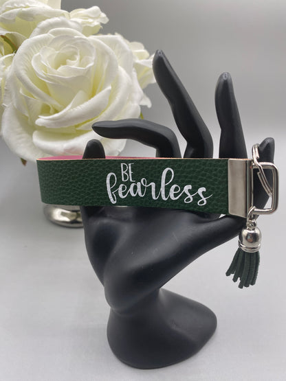 Be Fearless_Faux Leather Key Fob Keychain Wristlet