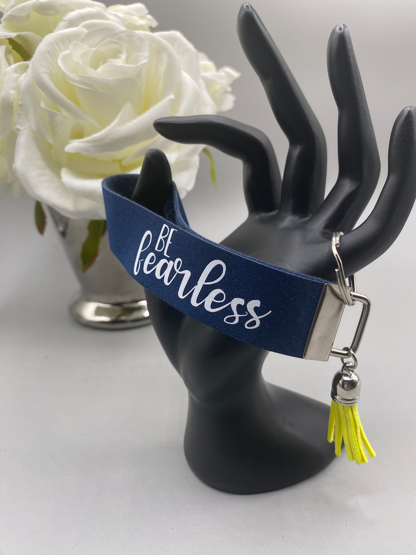 Be Fearless_Faux Leather Key Fob Keychain Wristlet