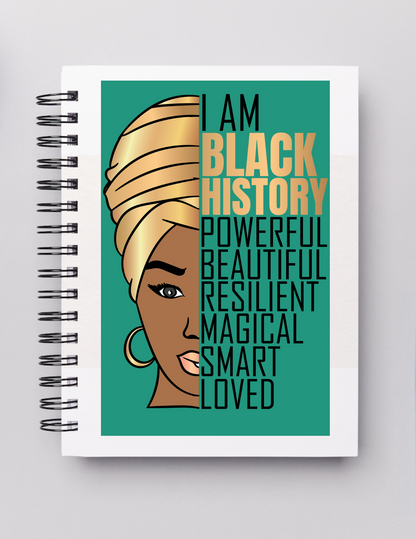 I Am Black History_Green 5 X 7 in Lined Notebook Journal