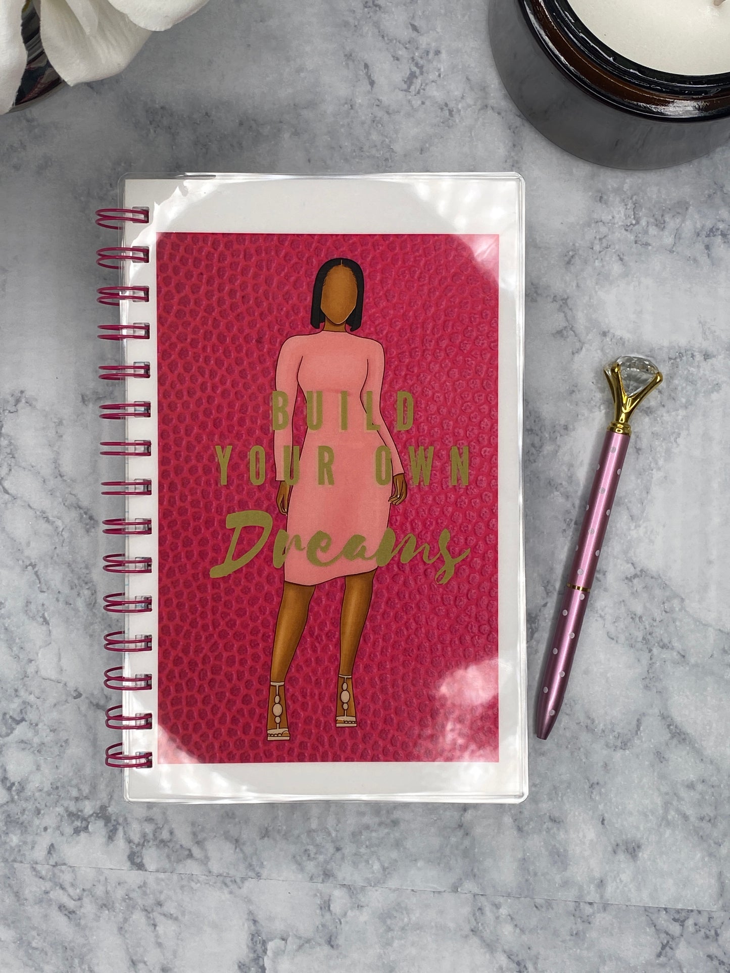 Build Your Own Dreams_Pink Basketball 5 X 7 in Lined Notebook Journal