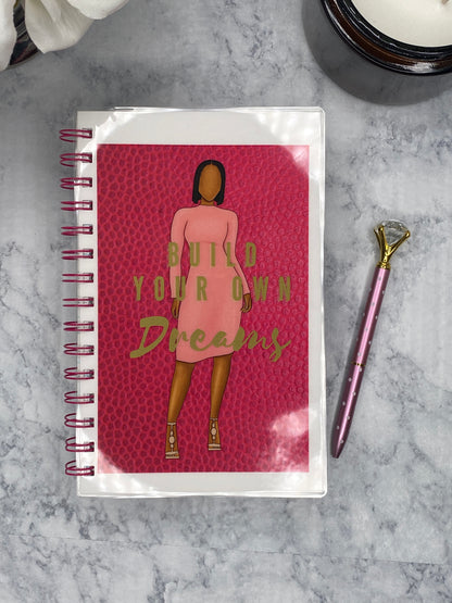 Build Your Own Dreams_Pink Basketball 5 X 7 in Lined Notebook Journal