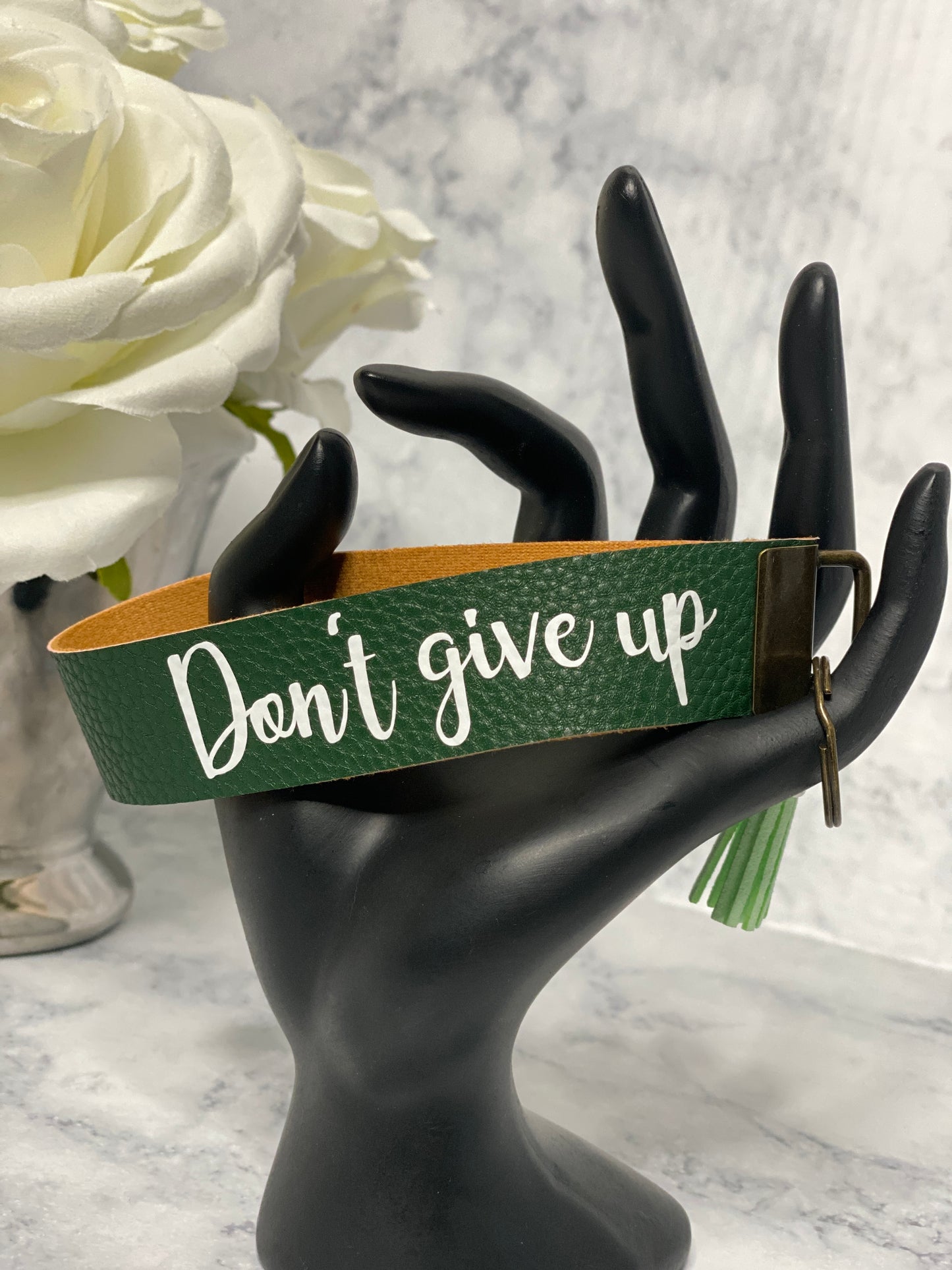 Don't Give Up_Faux Leather Key Fob Keychain Wristlet