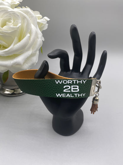 Worthy 2B Wealthy_Faux Leather Key Fob Keychain Wristlet