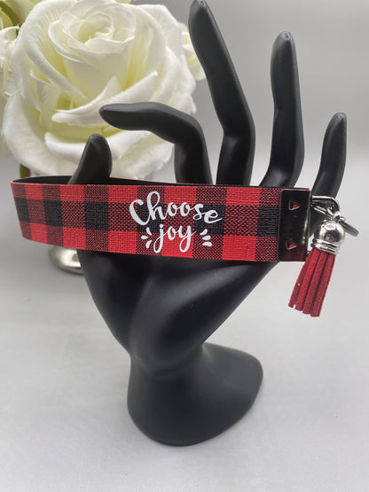 Choose Joy_Faux Leather Key Fob Keychain Wristlet