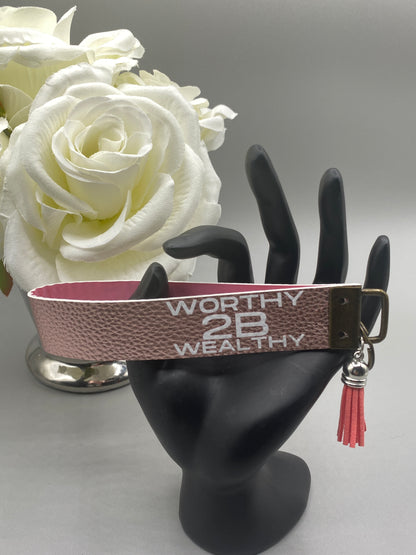 Worthy 2B Wealthy_Faux Leather Key Fob Keychain Wristlet