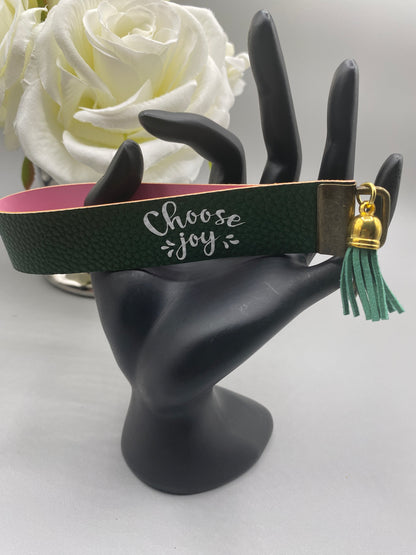 Choose Joy_Faux Leather Key Fob Keychain Wristlet