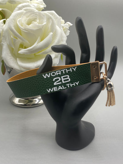 Worthy 2B Wealthy_Faux Leather Key Fob Keychain Wristlet