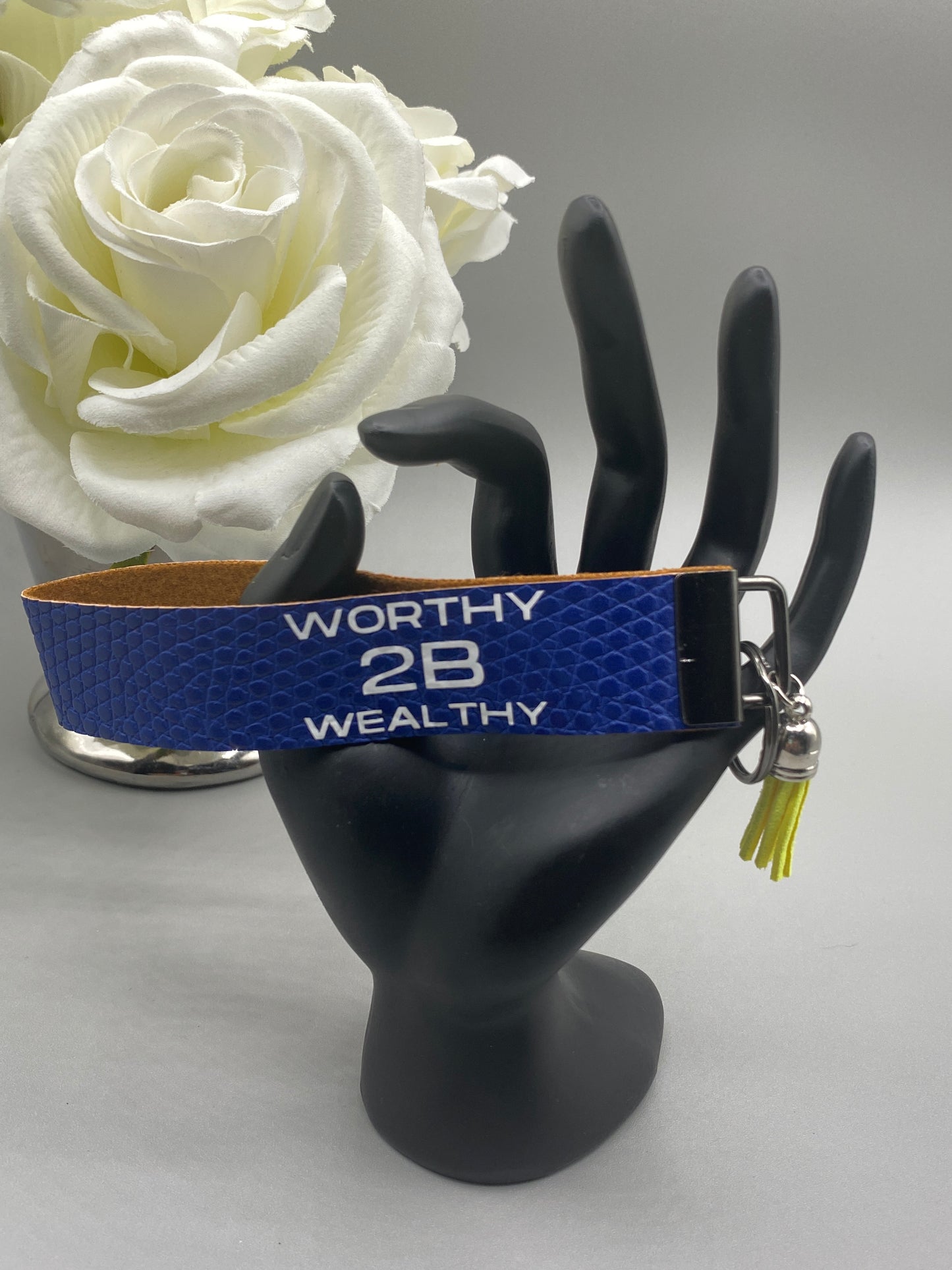 Worthy 2B Wealthy_Faux Leather Key Fob Keychain Wristlet