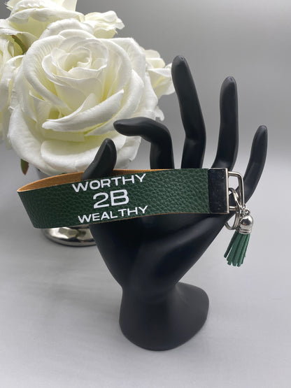 Worthy 2B Wealthy_Faux Leather Key Fob Keychain Wristlet